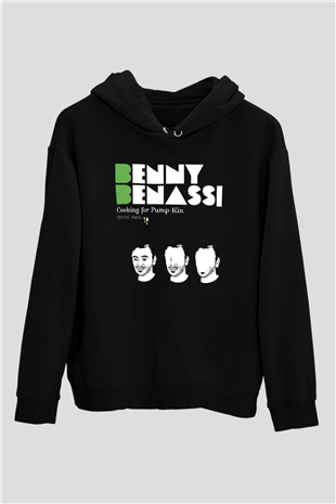 Benny Benassi Siyah Unisex Kapüşonlu Sweatshirt