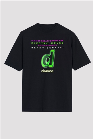 Benny Benassi Siyah Oversize Tişört Oversize T-shirt - TişörtFabrikası