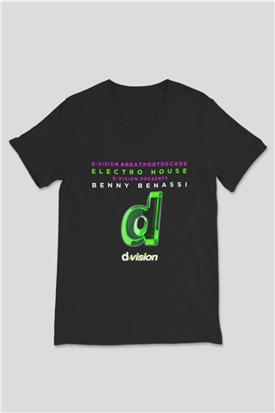 Benny Benassi Siyah Unisex V Yaka Tişört