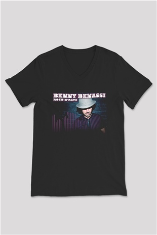 Benny Benassi Siyah Unisex V Yaka Tişört