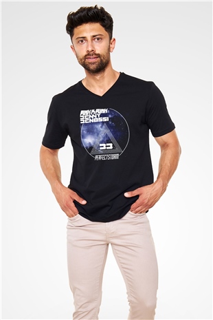 Benny Benassi Siyah Unisex V Yaka Tişört