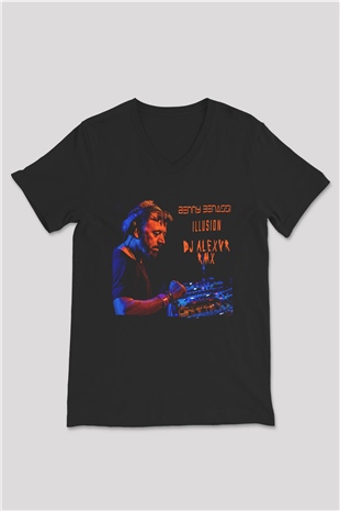 Benny Benassi Siyah Unisex V Yaka Tişört