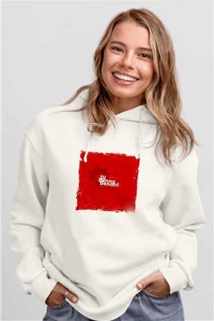 Benny BenassiBaskılı Beyaz Hoodie