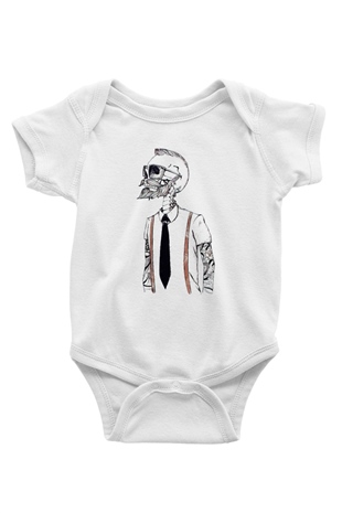 Berber Baskılı Beyaz Unisex Bebek Body - Zıbın