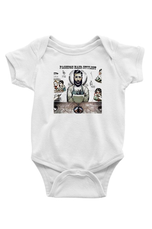 Berber Baskılı Beyaz Unisex Bebek Body - Zıbın