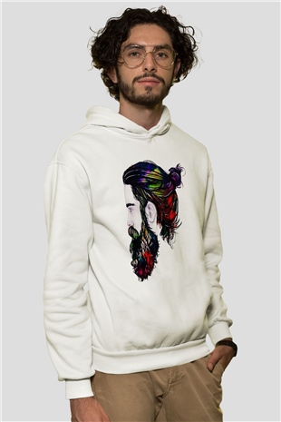 Berber Beyaz Unisex Kapşonlu Sweatshirt