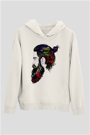 Berber Beyaz Unisex Kapşonlu Sweatshirt