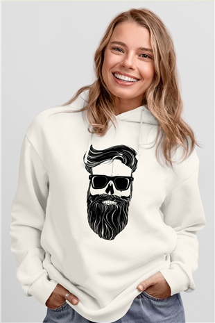 Berber Beyaz Unisex Kapşonlu Sweatshirt