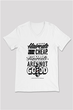 Berber Beyaz Unisex V Yaka Tişört T-Shirt