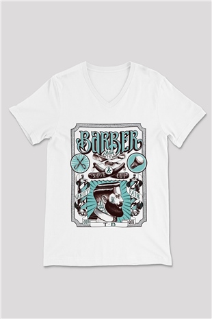 Berber Beyaz Unisex V Yaka Tişört T-Shirt