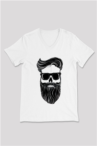 Berber Beyaz Unisex V Yaka Tişört T-Shirt