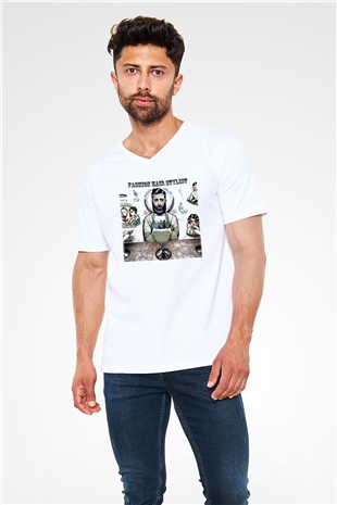 Berber Beyaz Unisex V Yaka Tişört T-Shirt