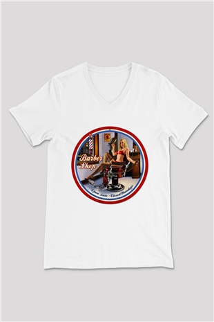 Berber Beyaz Unisex V Yaka Tişört T-Shirt