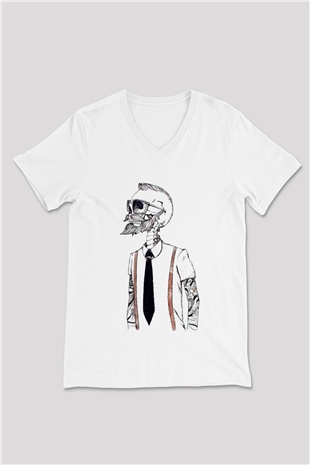 Berber Beyaz Unisex V Yaka Tişört T-Shirt