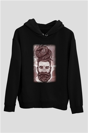 Berber Siyah Unisex Kapşonlu Sweatshirt