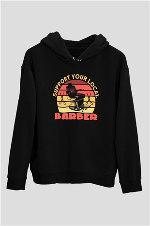 Berber Siyah Unisex Kapüşonlu Sweatshirt