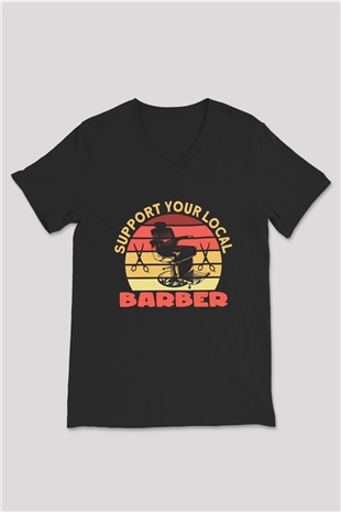 Berber Siyah Unisex V Yaka Tişört