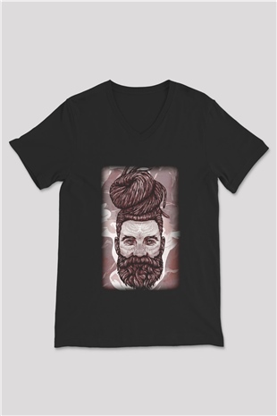 Berber Siyah Unisex V Yaka Tişört T-Shirt