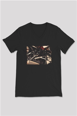Berber Siyah Unisex V Yaka Tişört T-Shirt