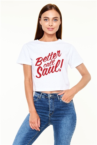 Better Call Saul Beyaz Croptop Tişört