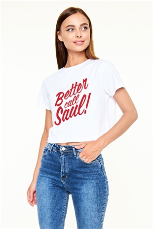 Better Call Saul Beyaz Croptop Tişört