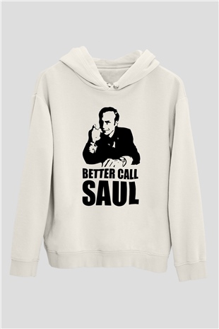 Better Call Saul Beyaz Unisex Kapşonlu Sweatshirt