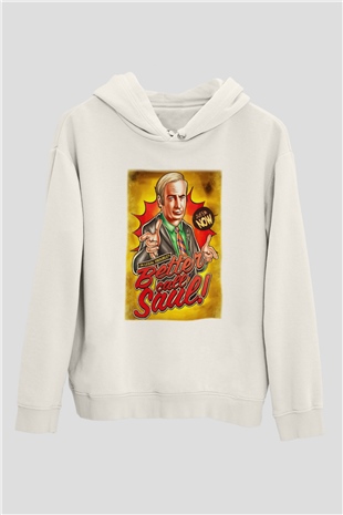 Better Call Saul Beyaz Unisex Kapşonlu Sweatshirt