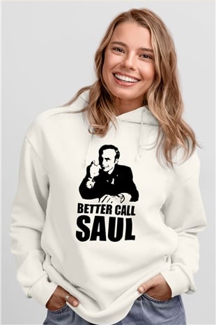 Better Call Saul Beyaz Unisex Kapşonlu Sweatshirt