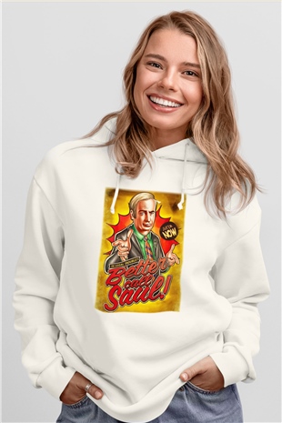 Better Call Saul Beyaz Unisex Kapşonlu Sweatshirt