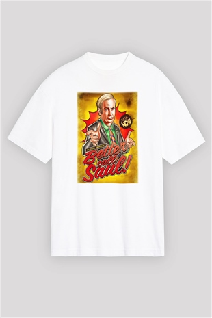 Better Call Saul Beyaz Unisex Oversize Tişört T-Shirt