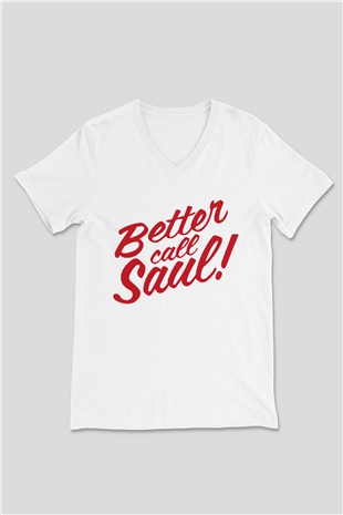 Better Call Saul Beyaz Unisex V Yaka Tişört T-Shirt