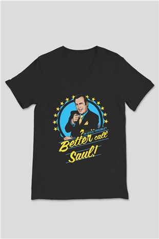 Better Call Saul Siyah Unisex V Yaka Tişört T-Shirt