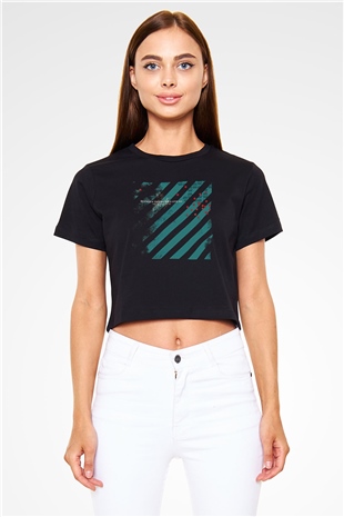 Between The Buried And Me Baskılı Siyah Crop Top Kadın Tişört - Tshirt