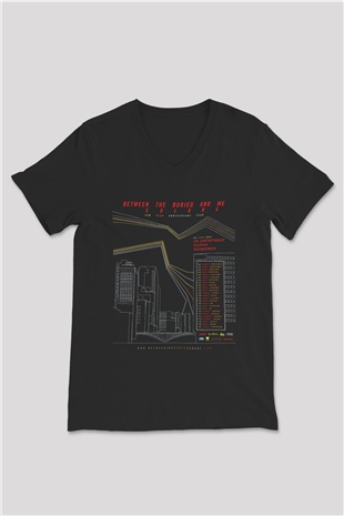 Between The Buried And Me Baskılı Unisex Siyah V Yaka Tişört - Tshirt