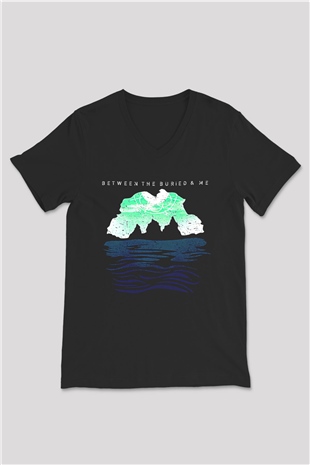 Between The Buried And Me Baskılı Unisex Siyah V Yaka Tişört - Tshirt