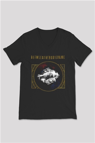 Between The Buried And Me Baskılı Unisex Siyah V Yaka Tişört - Tshirt