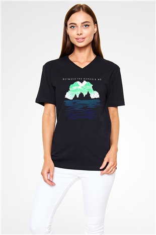 Between The Buried And Me Baskılı Unisex Siyah V Yaka Tişört - Tshirt