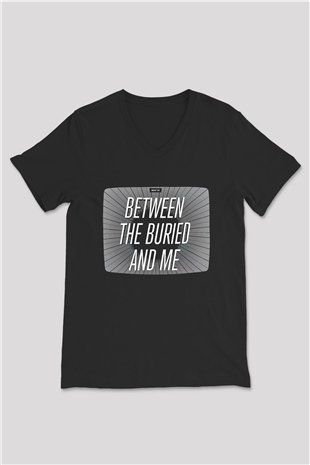 Between The Buried And Me Baskılı Unisex Siyah V Yaka Tişört - Tshirt