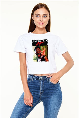 Beverly Hills Cop Beyaz   Crop Top Tişört