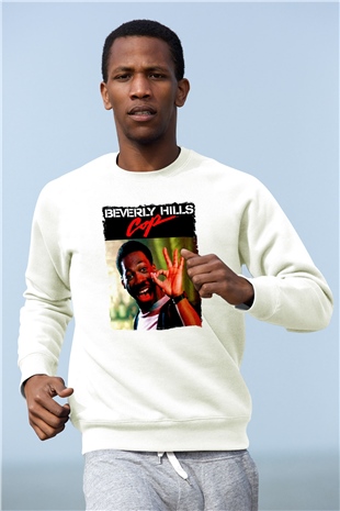 Beverly Hills Cop Beyaz Unisex  Sweatshirt