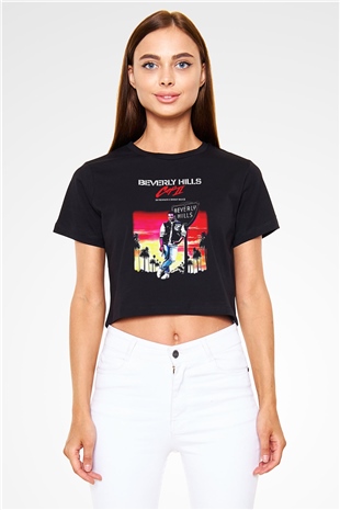 Beverly Hills Cop Siyah   Crop Top Tişört
