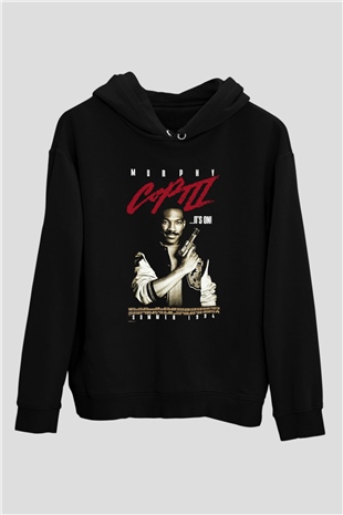 Beverly Hills Cop Siyah Unisex Kapüşonlu Sweatshirt