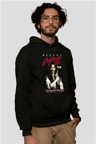 Beverly Hills Cop Siyah Unisex Kapüşonlu Sweatshirt