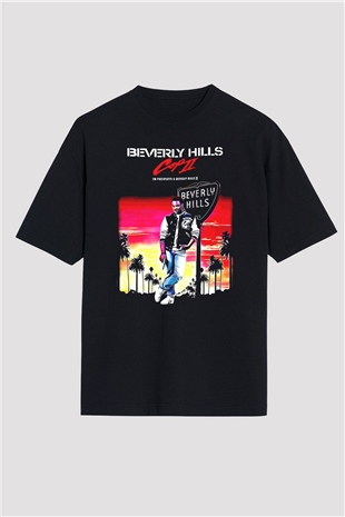 Beverly Hills Cop Siyah Oversize Tişört