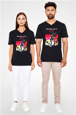 Beverly Hills Cop Siyah Unisex  V Yaka Tişört
