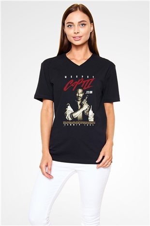 Beverly Hills Cop Siyah Unisex V Yaka Tişört