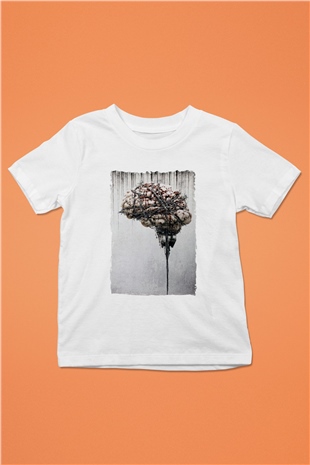 Beyin Baskılı Unisex Beyaz  Çocuk Tişört