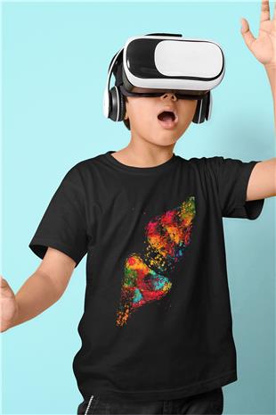 Beyin Sinaps Baskılı Unisex Siyah Çocuk Tişörtü - Tshirt