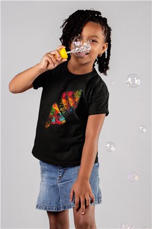 Beyin Sinaps Baskılı Unisex Siyah Çocuk Tişörtü - Tshirt