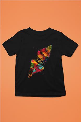 Beyin Sinaps Baskılı Unisex Siyah Çocuk Tişörtü - Tshirt